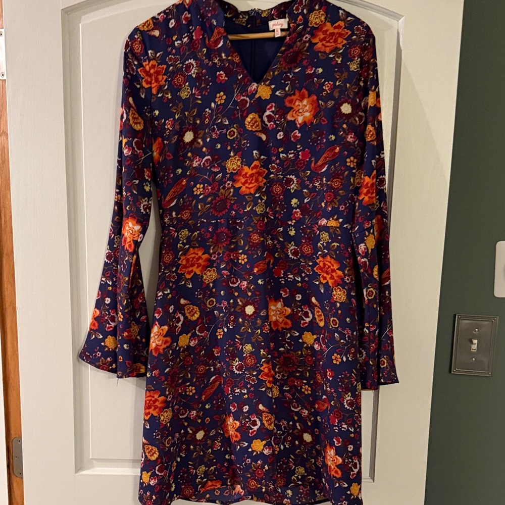 Pixley Floral Long Sleeve Dress - Navy and Orange Floral